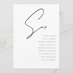 Convite Mesa 6 Número da Tabela de Casamento Moderno model