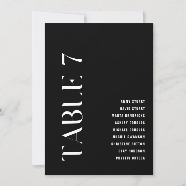 Convite Mesa 7 Número da Tabela de Casamentos Negros Moder (Frente)