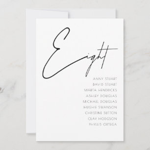 Convite Mesa 8 modelo da Tabela de Casamentos Modernos