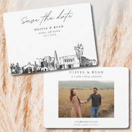 Convite Mesa Arizona Casamento Skyline Salvar Data