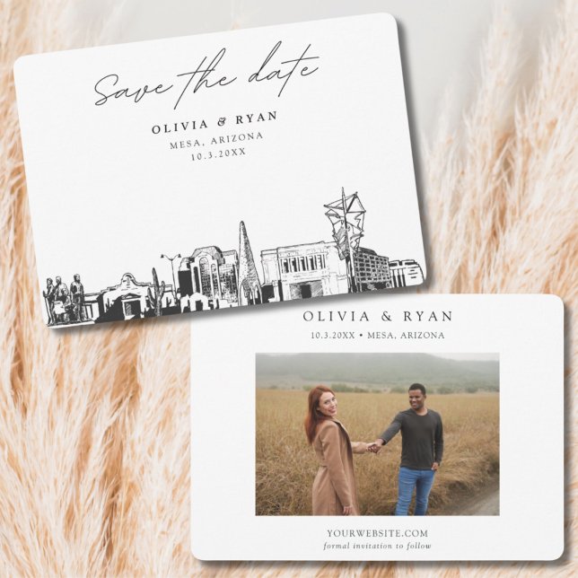 Convite Mesa Arizona Casamento Skyline Salvar Data (Mesa Arizona Save the Date Wedding Invitation)