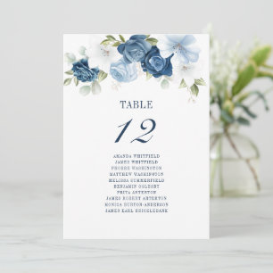 Convite Mesa Azul-Dusta Floral Número 12 Sessão De Casamen