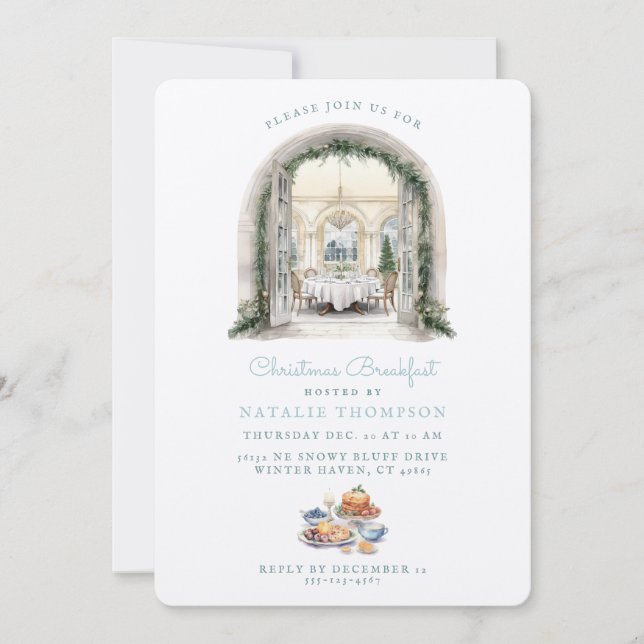 Convite Mesa da sala de jantar | Café da Manhã de Natal (Frente)