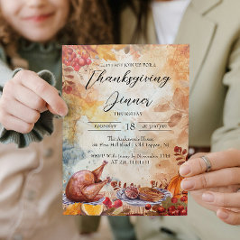 Convite Mesa de Ação de Graças e Motivos de Queda