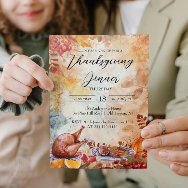 Convite Mesa de Ação de Graças e Motivos de Queda (Criador carregado)