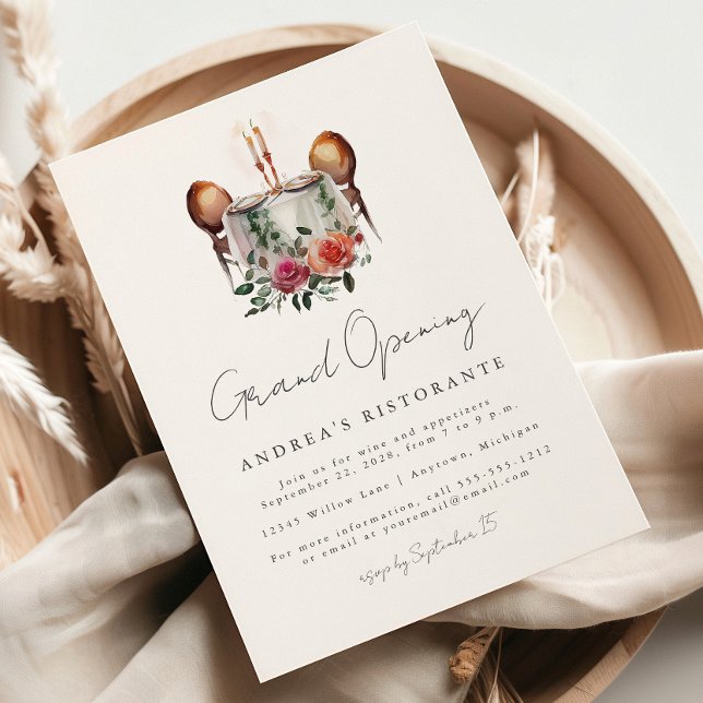 Convite Mesa de Aquarela de Grande Abertura do Restaurante (Criador carregado)