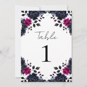 Convite Mesa de Aquarela Floral Rosa Magenta e Azul Tinta