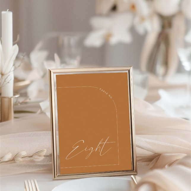 Convite Mesa de Arco do Terracota Moderno - Número de Tabe (Modern Terracota Arch Table Eight Table Number)