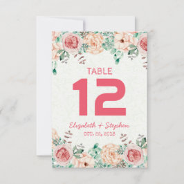 Convite Mesa de Assento de Casamento Floral Número / Acomp