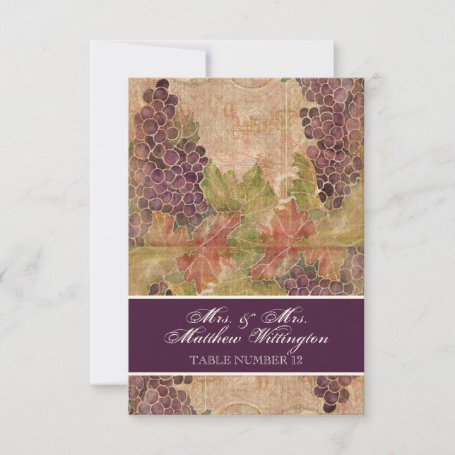 Convite Mesa de Casamento com Vinha Envelhecida Número de  (Frente)