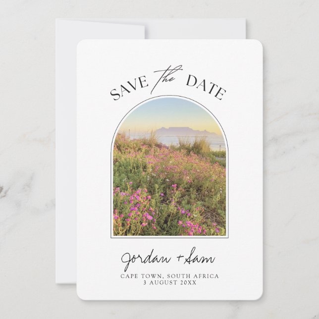 Convite Mesa de Casamento da Cidade do Cabo Montanha Salva (Frente)