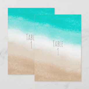 Convite Mesa de Casamento de Praia Elegante em Aquarela Az