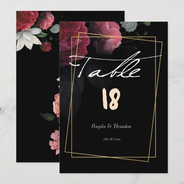 Convite Mesa de Casamento Floral Russo Burgundy (Frente/Verso)