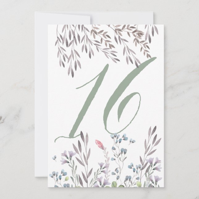 Convite Mesa de Casamento Wildflower No. 16 Dupla Face (Frente)