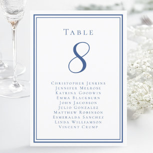 Convite Mesa de Convidado de Casamento Número Branco Azul