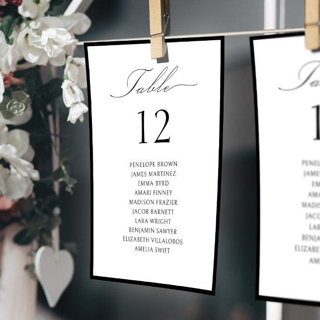 Convite Mesa de Números de Assento com Letra Simples e Ele (Simple Graceful Script Table Number Seating Chart)