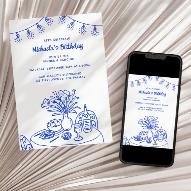 Convite Mesa de porta e Festa de aniversário do adulto lev (Criador carregado)