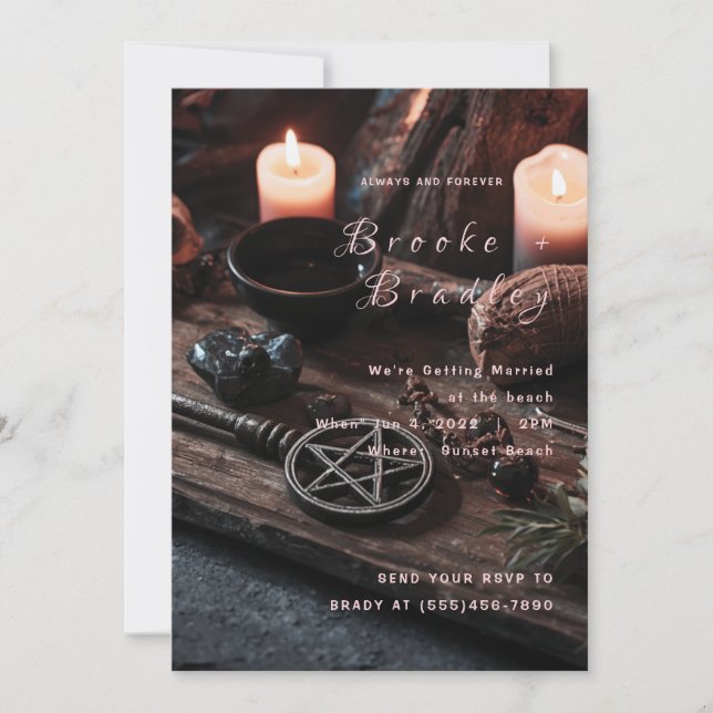 Convite Mesa de Ritual Mística à Luz de Velas Casamento (Frente)