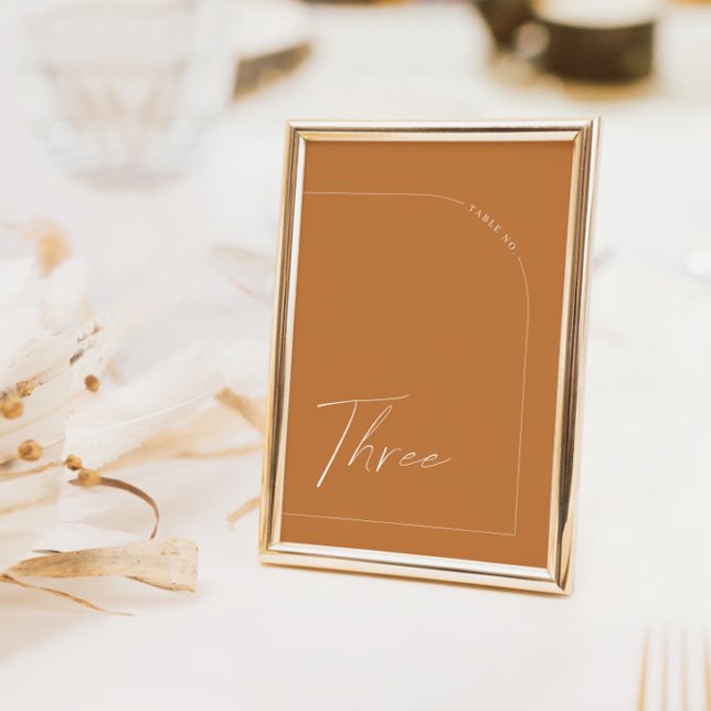 Convite Mesa do Arco Boho Terracotta Três Número da Tabela (Boho Terracotta Arch Table Three Table Number)