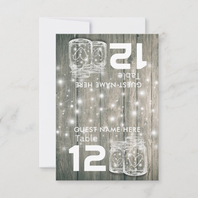 Convite Mesa Local De Casamento Número De Mason Jars De Ma (Frente)