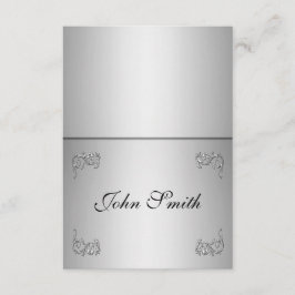 Convite Mesa Placa de lugar com o nome - espiral prateada 