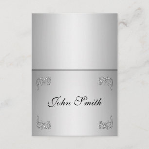 Convite Mesa Placa de lugar com o nome - espiral prateada 