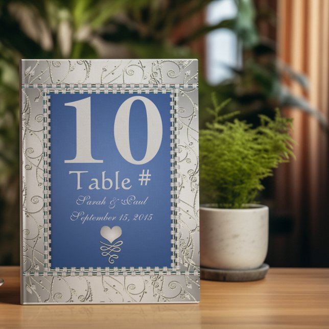 Convite Mesa Real Elegante Azul e Prata nº (Criador carregado)