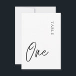 Convite Mesa Simples Minimalista Número de Tabela Um<br><div class="desc">Esta carta de Número da Tabela de Caligrafia Minimalista é excelente para qualquer casamento. O cartão é de dois lados. Você pode mudar facilmente as cores de fundo e fonte, basta clicar em "Editar usando a ferramenta design". Os produtos correspondentes podem ser encontrados na minha Coleção de Casamentos de Flores...</div>