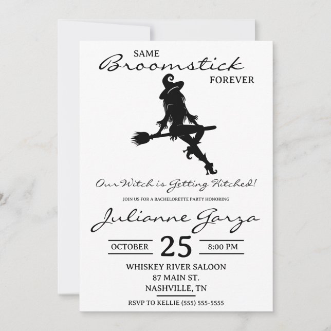 Convite Mesma Vassoura Para Sempre! Despedida de Solteira  (Frente)