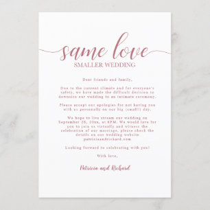 Convite Mesmo Amor Casamento Downsizing Dourado Rosa