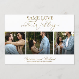 Convite Mesmo Amor Reduzir Casamento 3 Foto Simples Elegan