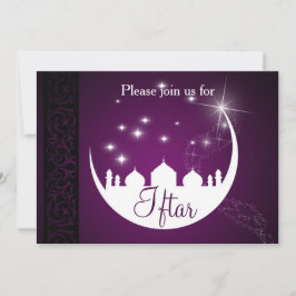 Convite Mesquita da Lua de Mubarak de Eid Roxo