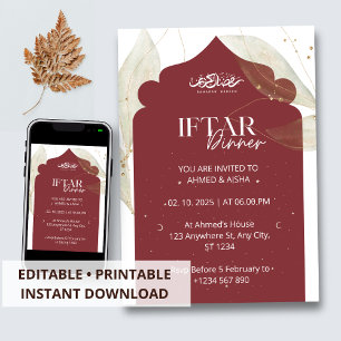Convite Mesquita marrom ramadã jantada Iftar