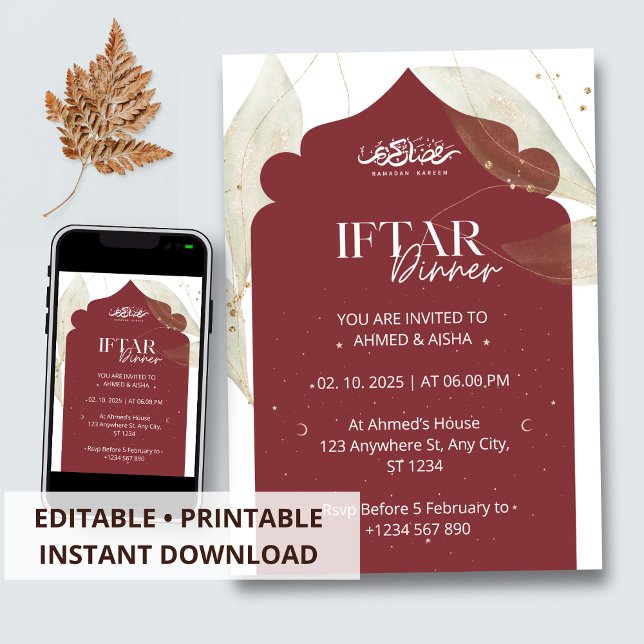 Convite Mesquita marrom ramadã jantada Iftar (Criador carregado)