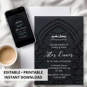 Convite Mesquita negra ramadã jantada Iftar