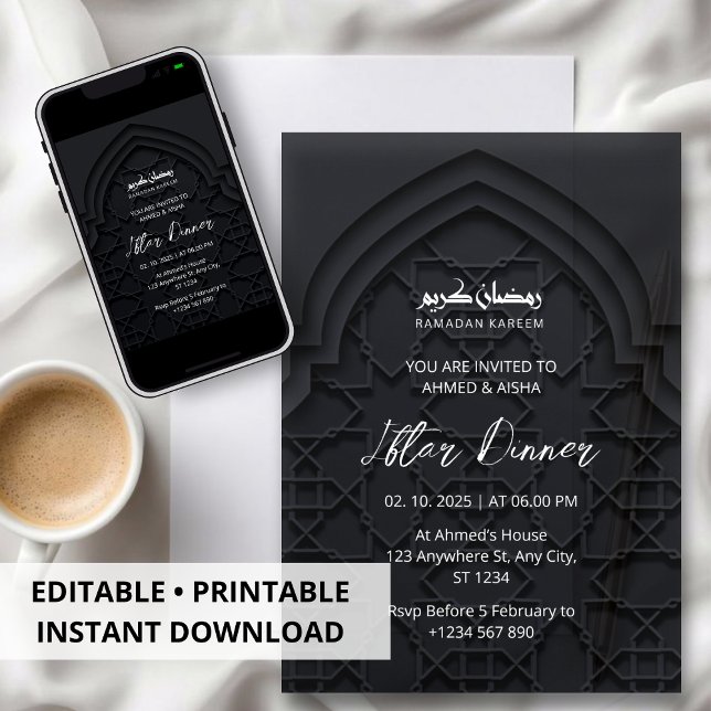 Convite Mesquita negra ramadã jantada Iftar (Criador carregado)