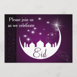 Convite Mesquita roxa da lua de Eid Mubarak