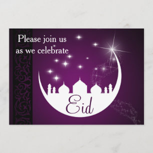 Convite Mesquita roxa da lua de Eid Mubarak
