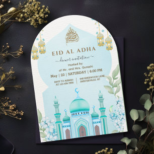 Convite Mesquita Watercolor Eid al Adha Janto Azul