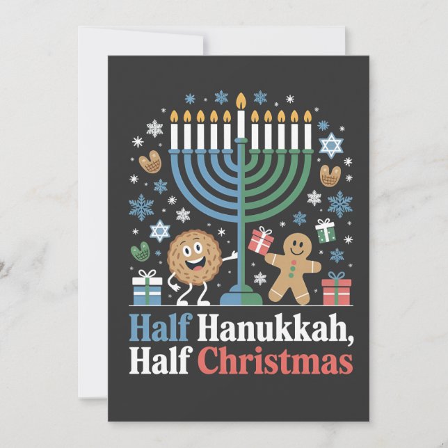 Convite Metade Hanukkah Metade Natal Divertido Christmukka (Frente)