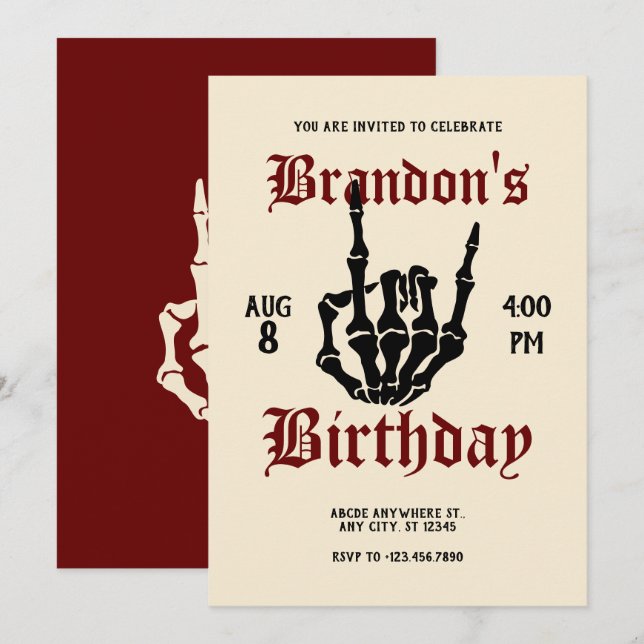 Convite Metal Rock Birthday (Frente/Verso)