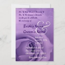 Convite Metálica de Rosa de Elegante e de Dreamy Purple