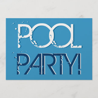Convite Metálico Azul de Piscina de Aniversário Premium Br