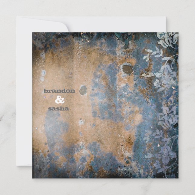 Convite Metálico dourado rústico do GC | Lusciously (Frente)