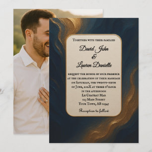 Convite Metálico para Casamento de Fotos de Uso