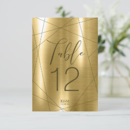 Convite Metallic Geométrico Table Numbers Dourado ID648