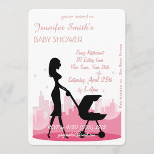 Convite Metro City Girl Modern Baby Shower Invants