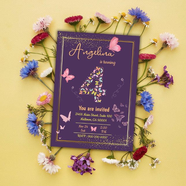 Convite Meu anjo está fazendo quatro anos: o aniversário d (Criador carregado)