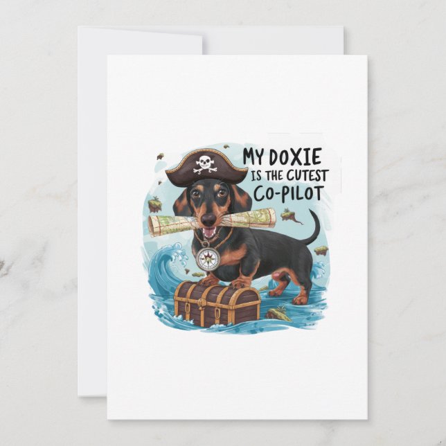 Convite Meu Doxie É O Co-Piloto Mais Fofo (Frente)