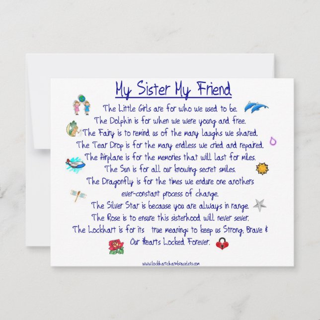 Convite Meu poema de amigo da IRMÃ com gráficos (Frente)